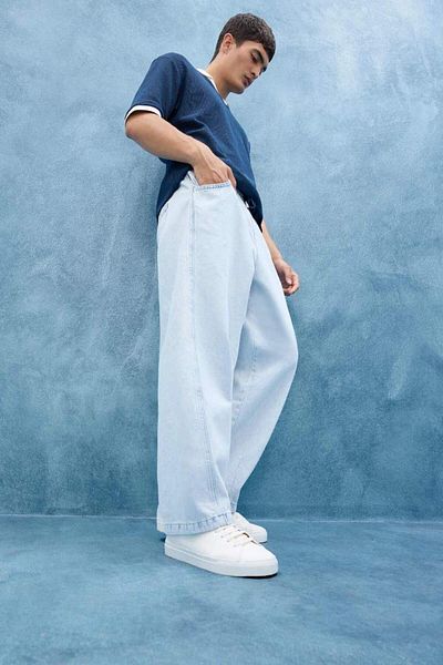 DeFacto New Season Barrel Fit Wide Leg Jean Washed Trousers