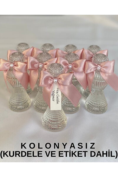 MayaArtDesign (25 ADET) Pembe Kolonyasız Kurdele Ve Etiket Dahil Boş Mika Şişe