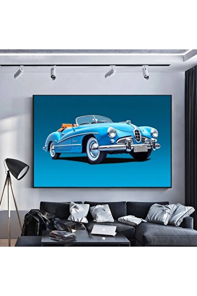idora Plava slika na platnu klasičnog automobila | Retro stil