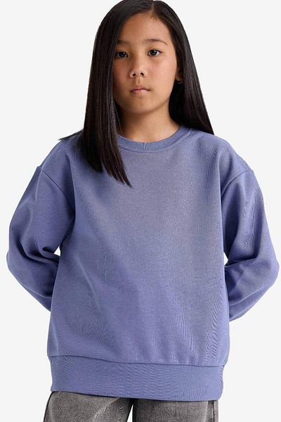 DeFacto New Season Girl's Relax Fit Crew Neck Basic Plain School Sweatshirt