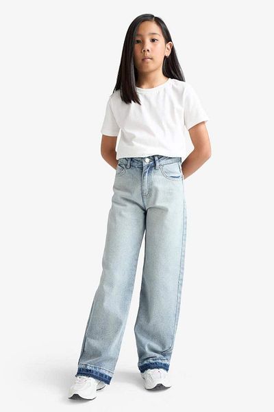 DeFacto Girls' 90's Wide Leg Wide Leg School Jean Trousers