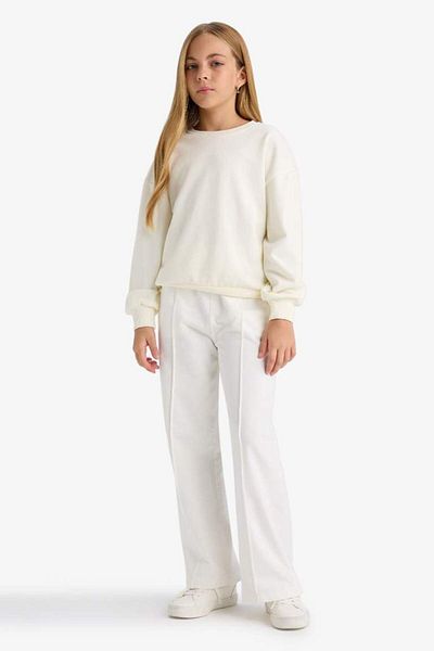 DeFacto New Season Girls' Back to School Relax Fit Crew Neck Slogan Printed 2-Piece Set