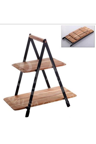 PİNK DESİGN KİTCHEN Bamboo 2-Tier Stand, Presentation Stand, Double-Tier Presentation Rack, Decorative Stand, Presentation Set