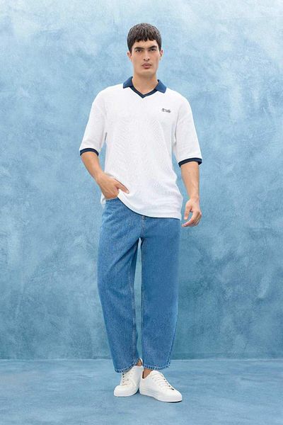 DeFacto New Season Tapered Wide Leg Fit Wide Leg Jean Washed Trousers