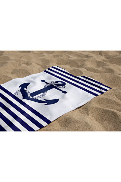 Home Anchor Patterned Digital Printed Men's Beach Bath Towel