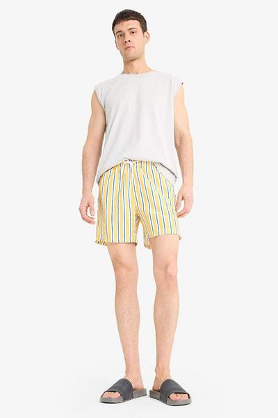 DeFacto New Season Striped Mesh Lined Short Length Swim Shorts