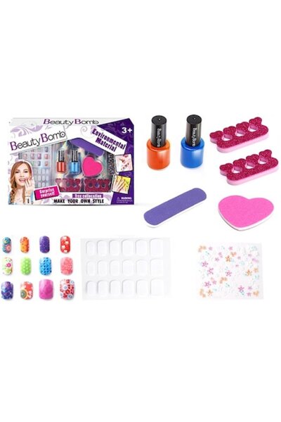 ProNice Kit de styling pentru unghii pentru fete ProNice, 2 oje, accesorii cu sclipici, multicolor