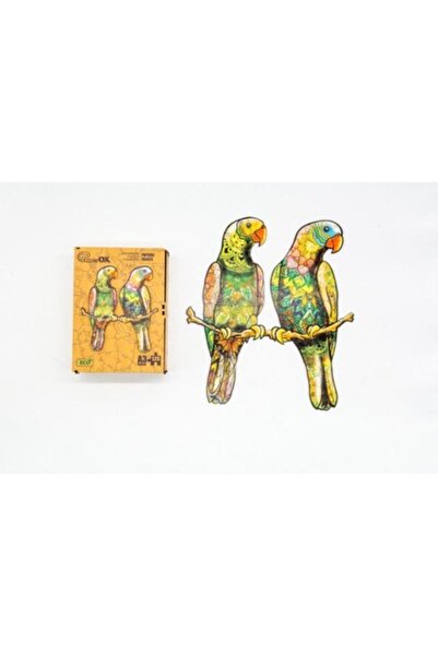 OEM Puzzle din lemn - Budgerigars, multicolor