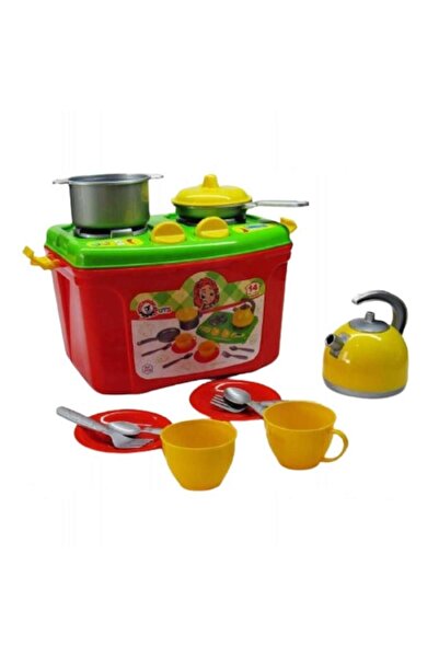 Technok Children's Kitchen, TechnoK, Set of 14 Accessories, Green-Red, 19x26x18cm
