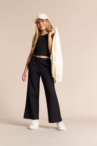 DeFacto New Season Girl's Wide Leg Waffle Wide Leg Pants