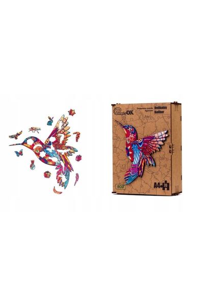 ECO Wooden Puzzle EKO Delicate Hummingbird, 70 Pieces, Ages 6+, Multicolor