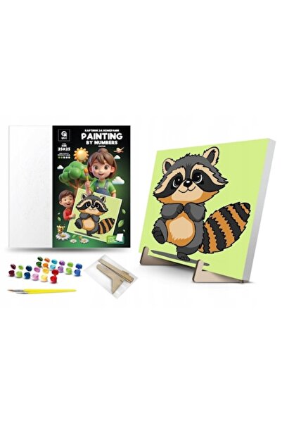 qbee Set pictură după numere Qbee, model cu raton, 25x25 cm