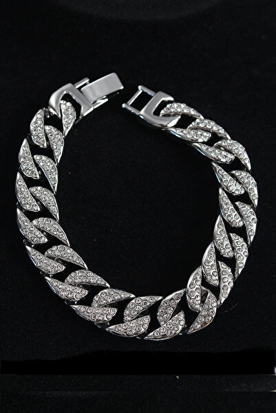 Angel Of Life Brass Zircon Stone Cuba Gourmet Model Silver Color Men's Bracel...