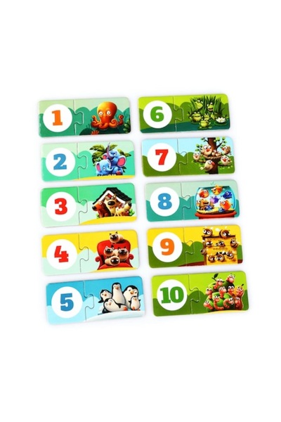 Puzzlika Educational Puzzle Set Puzzlika, Numbers and Counting, My Friends, 10 puzzles of 2 pieces