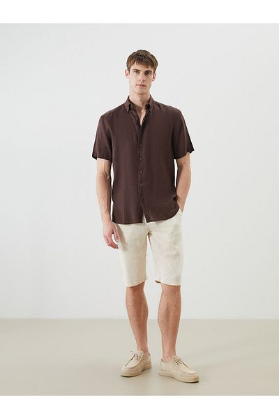 LC Waikiki Regular Fit Short Sleeve 100% Linen Men's Shirt