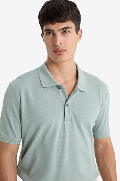 DeFacto 100 % Baumwolle, reguläre Passform, kurzärmeliges Basic-Polo-T-Shirt aus einfarbigem Piqué-Stoff C1293AX25SP