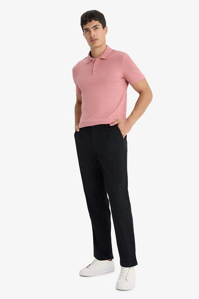 DeFacto New Season Slim Fit Slim Fit Polo Collar Short Sleeve Cotton Modal Blended Basic Plain