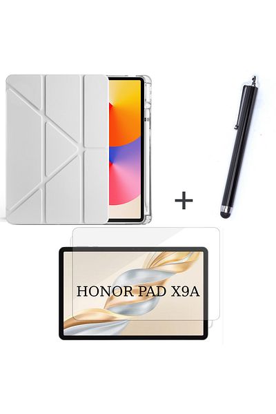 İncisoft Honor Pad X9A Compatible Pen Compartment Stand Case + Screen Protector + Pen Set of 3