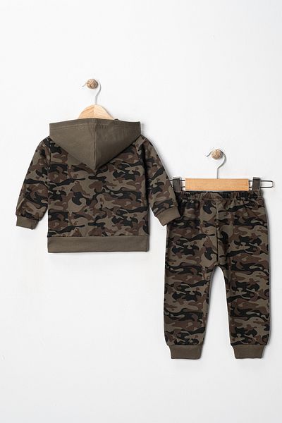 DIMPLE BABY Camouflage Patterned 2-Piece Hooded Baby Set