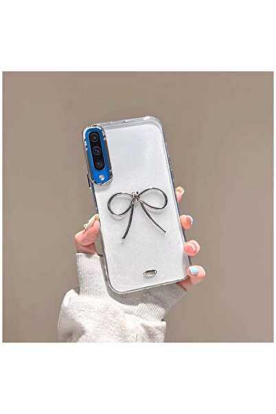 Pro Aksesuar Samsung Galaxy A70 Uyumlu Kılıf Metal Fiyonklu Silikon Kılıf Şeffaf