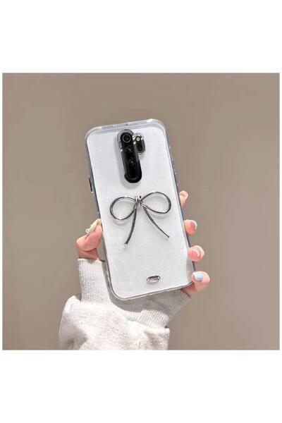 Pro Aksesuar Xiaomi Redmi Note 8 Pro Uyumlu Kılıf Metal Fiyonklu Silikon Kılıf Şeffaf