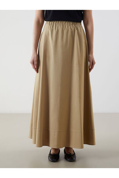 LC Waikiki Poplin Flared Skirt with Elastic Waist