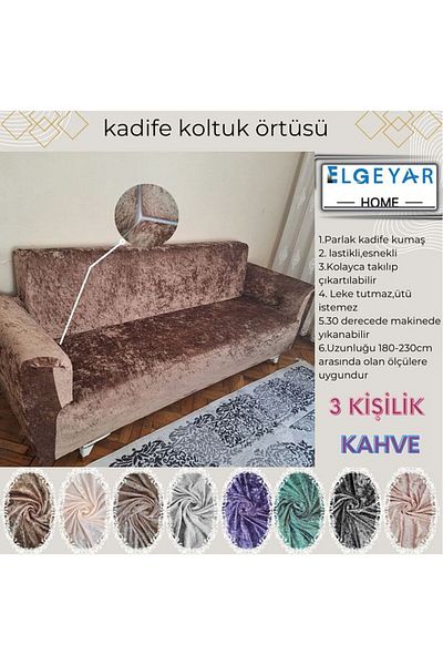 BOSTAN Velvet Seat, Sofa, Sofa Bed Cover, Seat Cover (3 Seater)