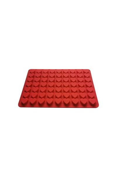 Generic Silicone Heart Shape Mould, 48 Cavities, Red, Non-Stick Baking Mat