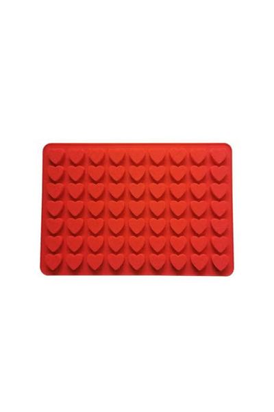 Generic Silicone Heart Shape Mould, 48 Cavities, Red, Non-Stick Baking Mat