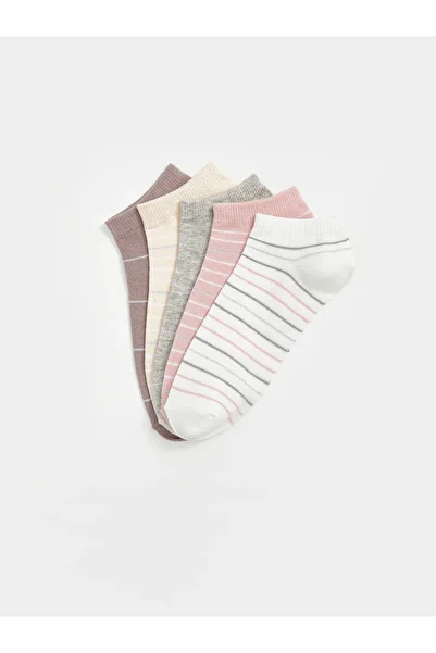 LC Waikiki Striped Women's Booties Socks 5-Pack