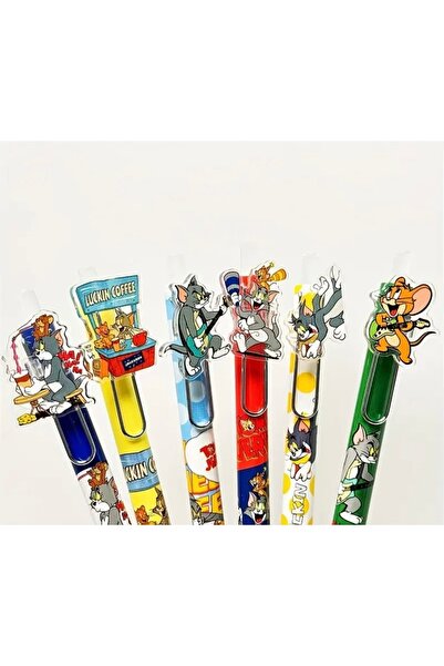 MODA 1 adet WB Tom & Jerry Karikatür Tıklama Jel Kalem - 0.5mm İnce Uç Siyah