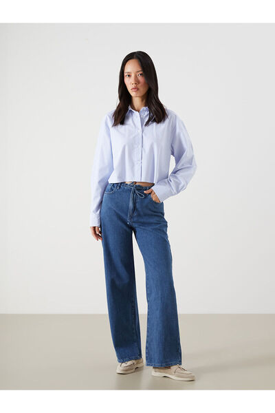LC Waikiki Wideleg Women's Jeans Pants with Elastic Waist