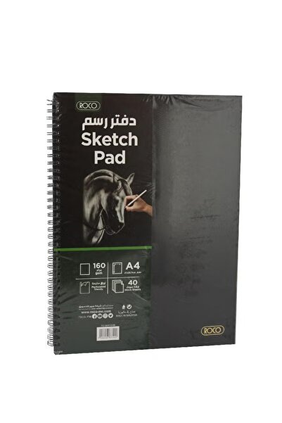 Roco دفتر رسم فاخر ١٦٠ جرامًا للمتر المربع أسود A4 - ٤٠ ورقة