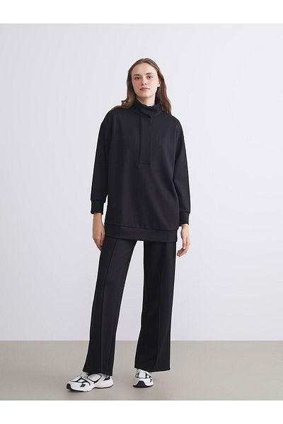 LC Waikiki Stand Collar Oversize Women's Sweatshirt Tunic