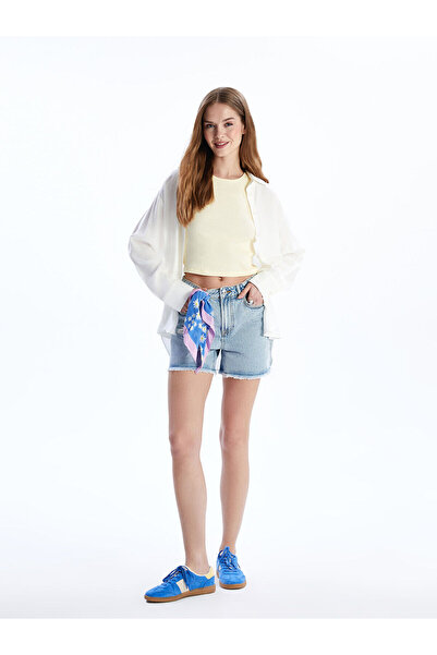 LC Waikiki Narrow Fit Ripped Detailed Women's Jean Shorts