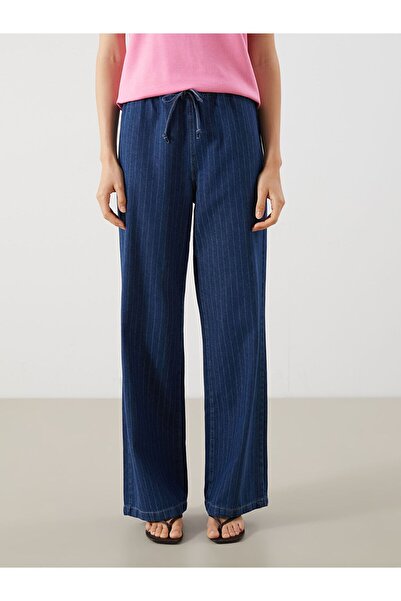 LC Waikiki Elastic Waist Striped Wideleg Women's Jean Trousers