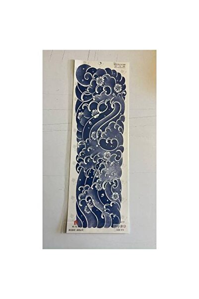 Genel Markalar Dalgalar 3 Hafta Kalıcı Tam Kol Bacak Kaplama Yapıştırma Geçici Dövme 46 CM