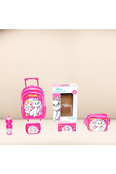 Marvel مجموعة من 5 قطع من حقائب الظهر بعجلات ومقبض تلسكوبي وسحاب مطبوع عليها صورة ديزني ماري