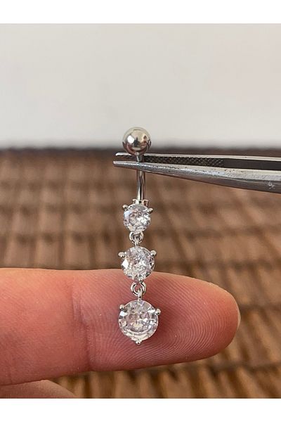 Rupen Kraft 316 L Surgical Steel Diamond Model Shiny Zircon Stone Dangle Belly Piercing