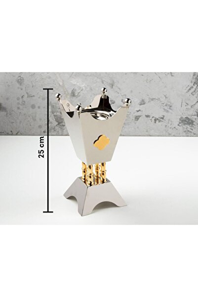 TOHFAT-AL MAIDAH مبخره الأصالة الفاخرة من الفولاذ نيكل ذهبي كبير