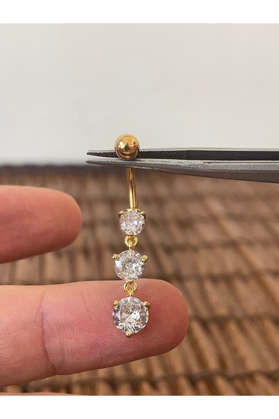 Rupen Kraft 316 L Surgical Steel Diamond Model Shiny Zircon Stone Dangle Belly Piercing