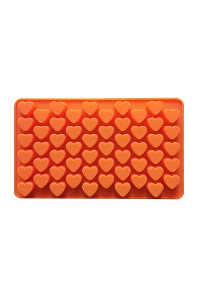 Generic Bright Orange Silicone Heart Mold – 55 Cavities