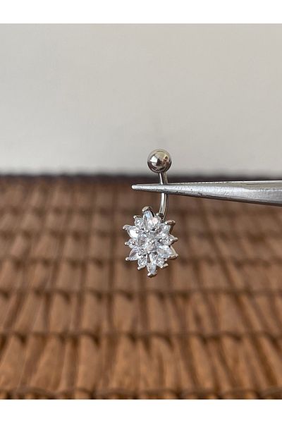 Rupen Kraft 316 l surgical steel belly piercing with shiny zircon stone design