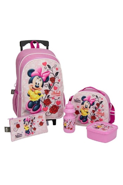 SUNCE 5-Piece Disney Minnie Zipper Closure Trolley Backpack Set