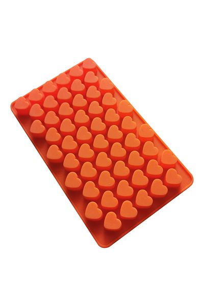 Generic Bright Orange Silicone Heart Mold – 55 Cavities