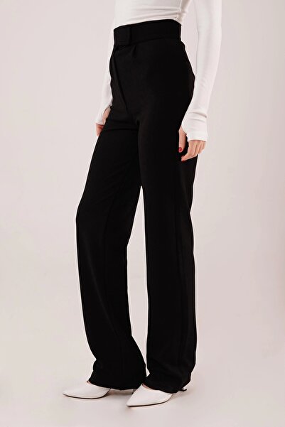 SGM BUTİK Black Trousers with Velcro Closure Detail