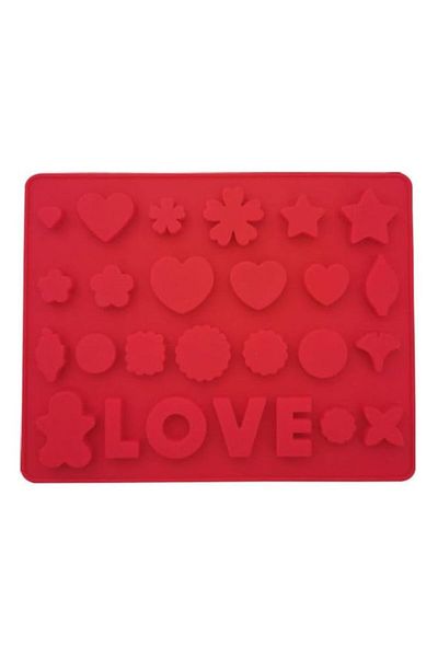 Generic Silicone Love Heart Flower Leaf Cake Mold, Red Silicone Mould