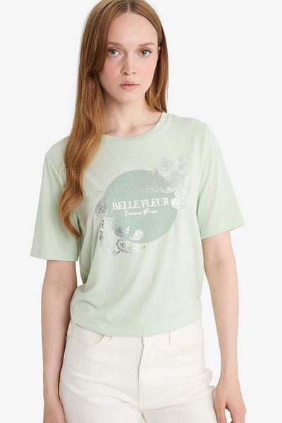 DeFacto New Season Regular Fit Crew Neck Printed Short Sleeve T-Shirt