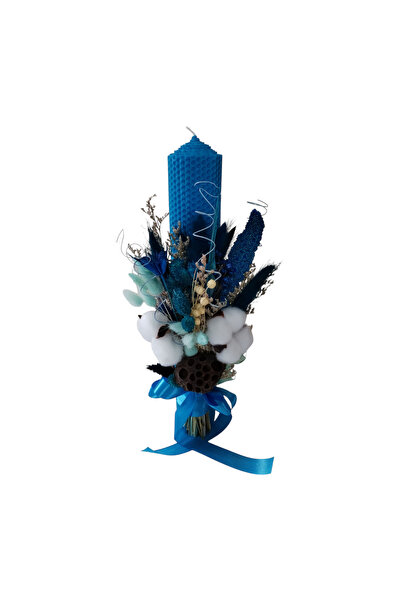 RAM Atelier honeycomb baptism candle, shades of azure