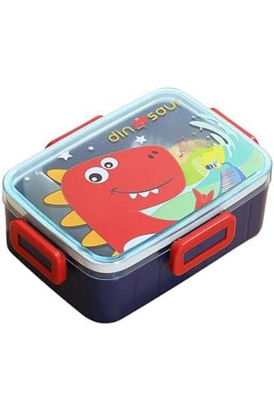 Twisoo Cute Cartoon Pattern Plastic Lunch Box for Kids, BPA-Free Bento Tiffin Box with 2 Compartment